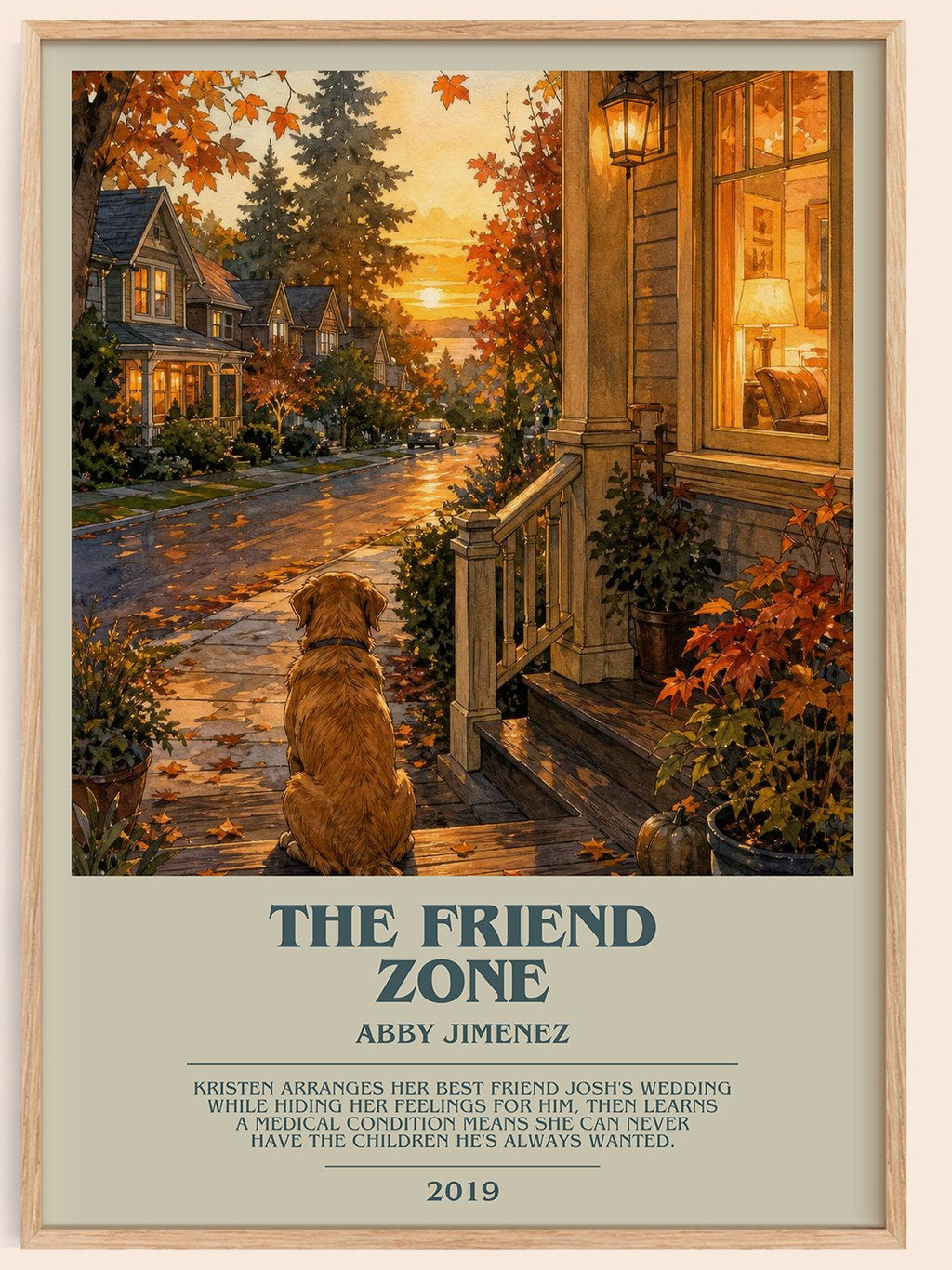 The Friend Zone bookish book poster by Abby Jimenez – framed literary art print