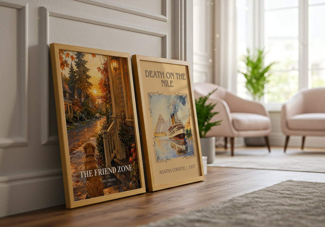 The Friend Zone watercolour print framed by window – literary home decor