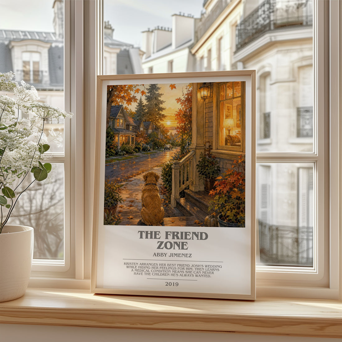 The Friend Zone bookish poster colour and style options – Abby Jimenez book art