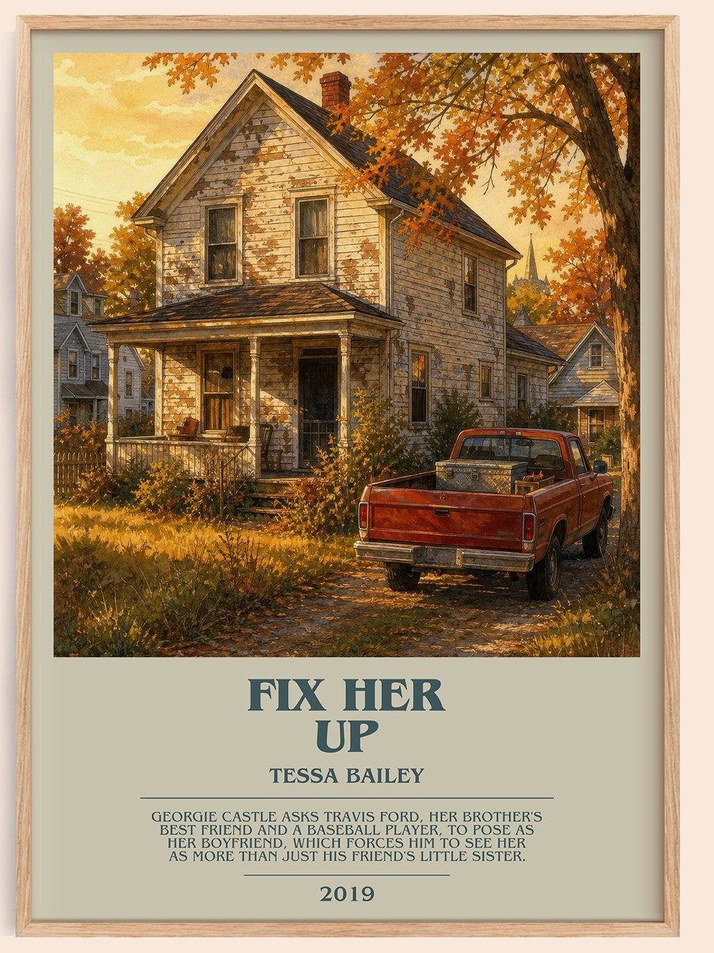 Fix Her Up bookish book poster by Tessa Bailey – framed literary art print