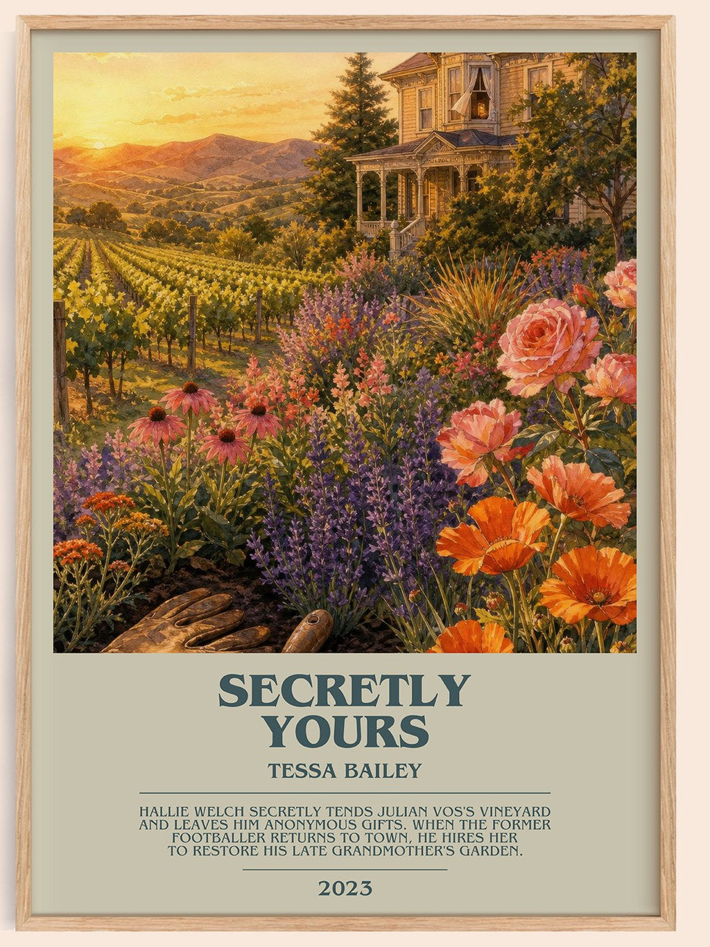 Secretly Yours bookish book poster by Tessa Bailey – framed literary art print