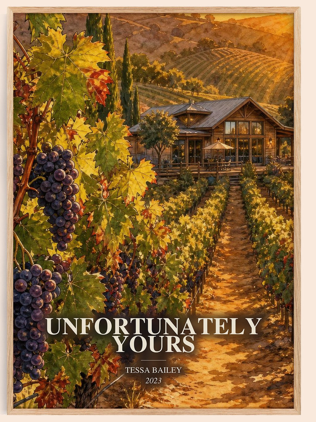 Unfortunately Yours watercolour book poster by Tessa Bailey – framed literary art print