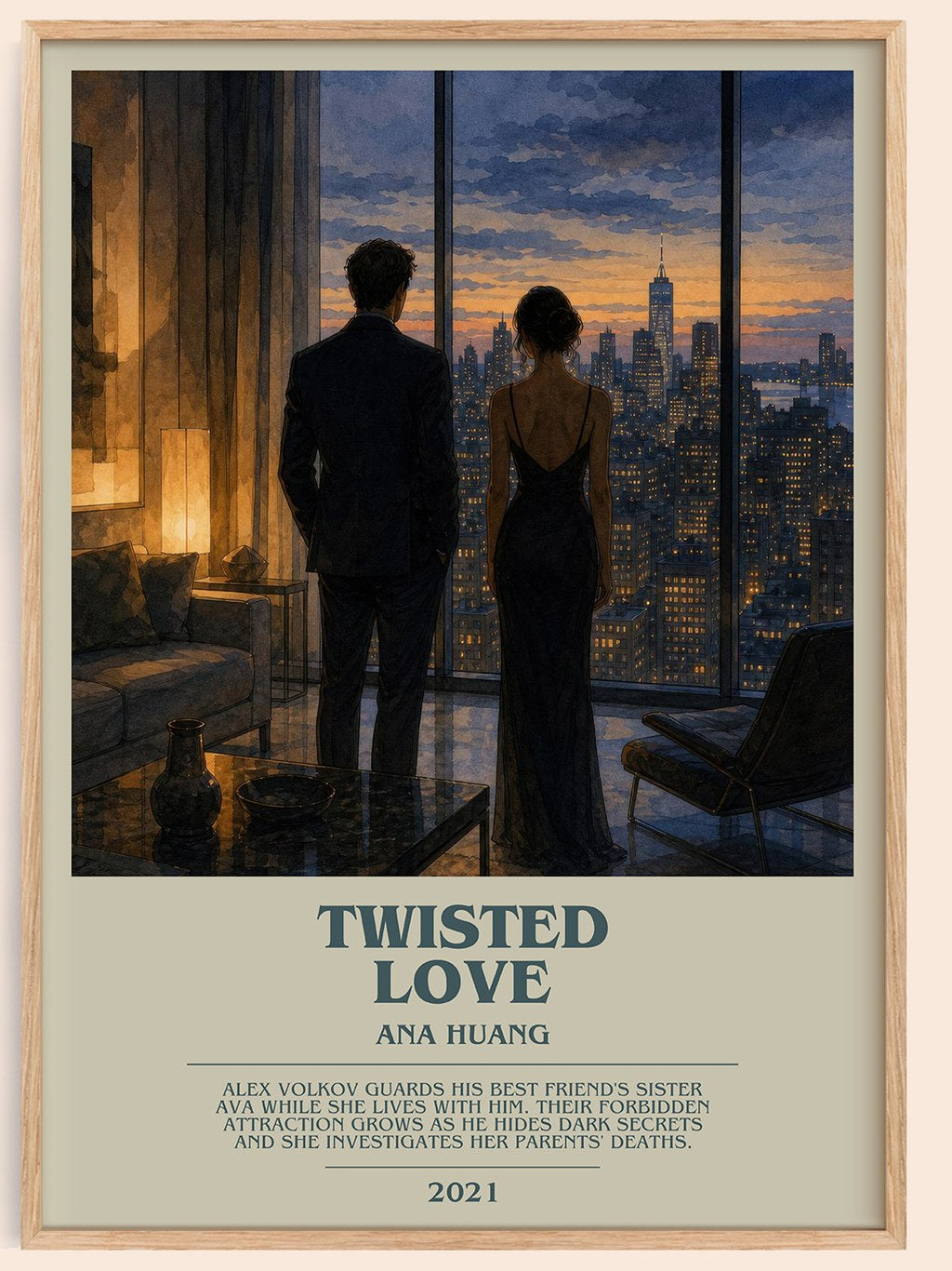 Twisted Love bookish book poster by Ana Huang – framed literary art print