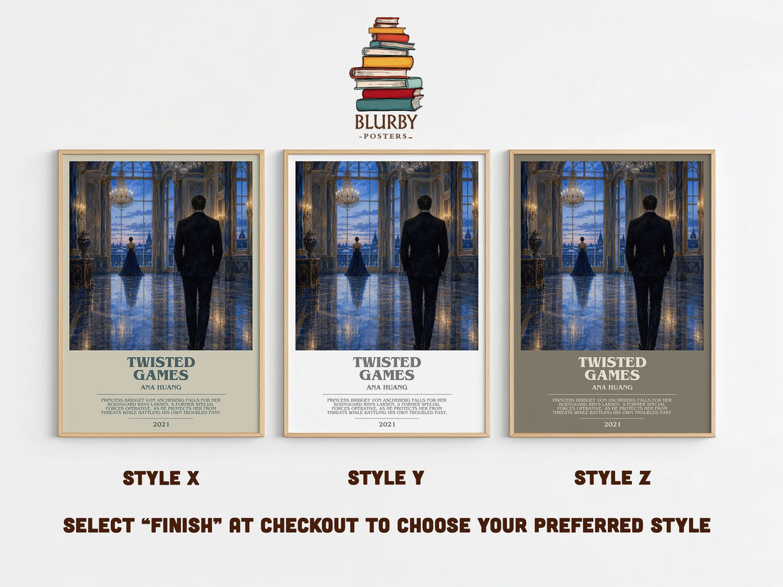 Twisted Games bookish print in frame leaning in hallway – romance wall art (mockup)