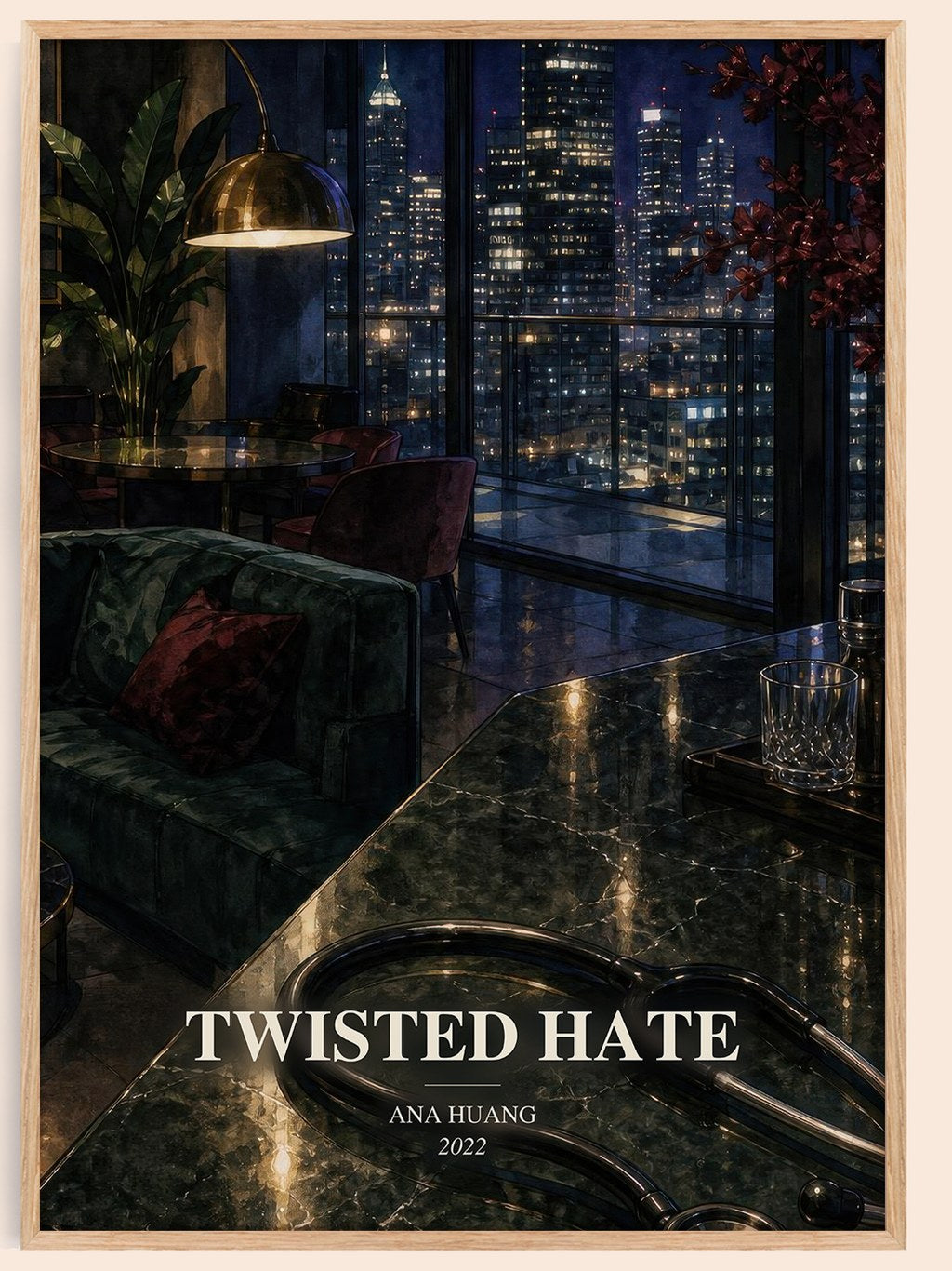 Twisted Hate watercolour book poster by Ana Huang – framed literary art print