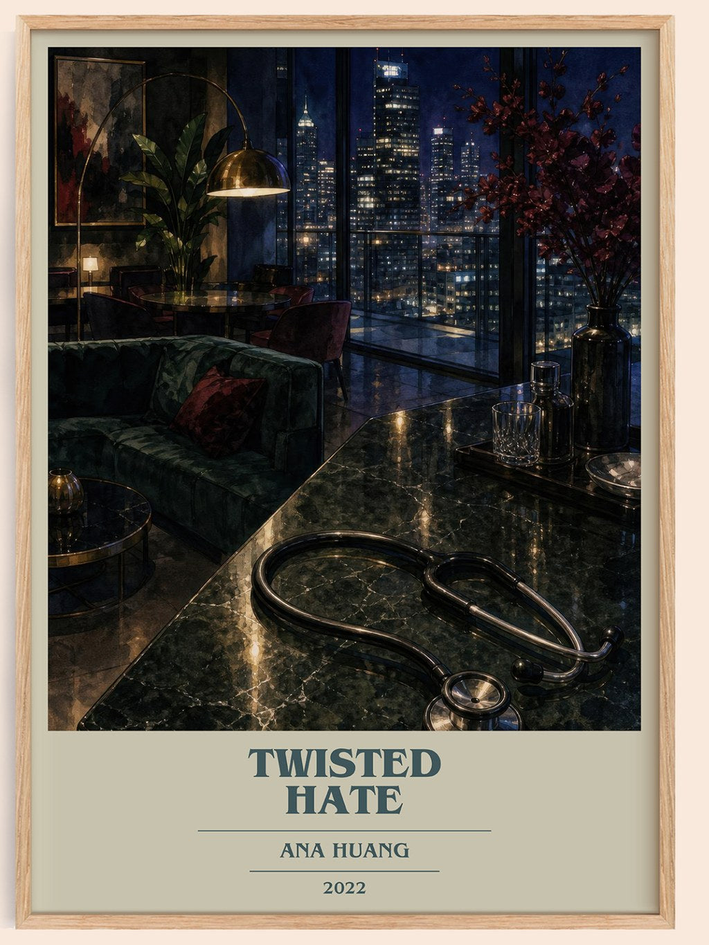 Twisted Hate book cover book poster by Ana Huang – framed literary art print