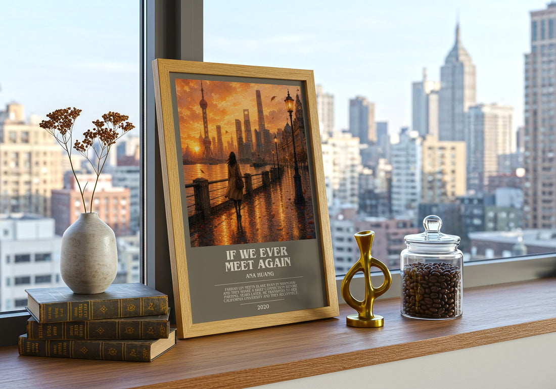If We Ever Meet Again bookish print framed by window – literary home decor