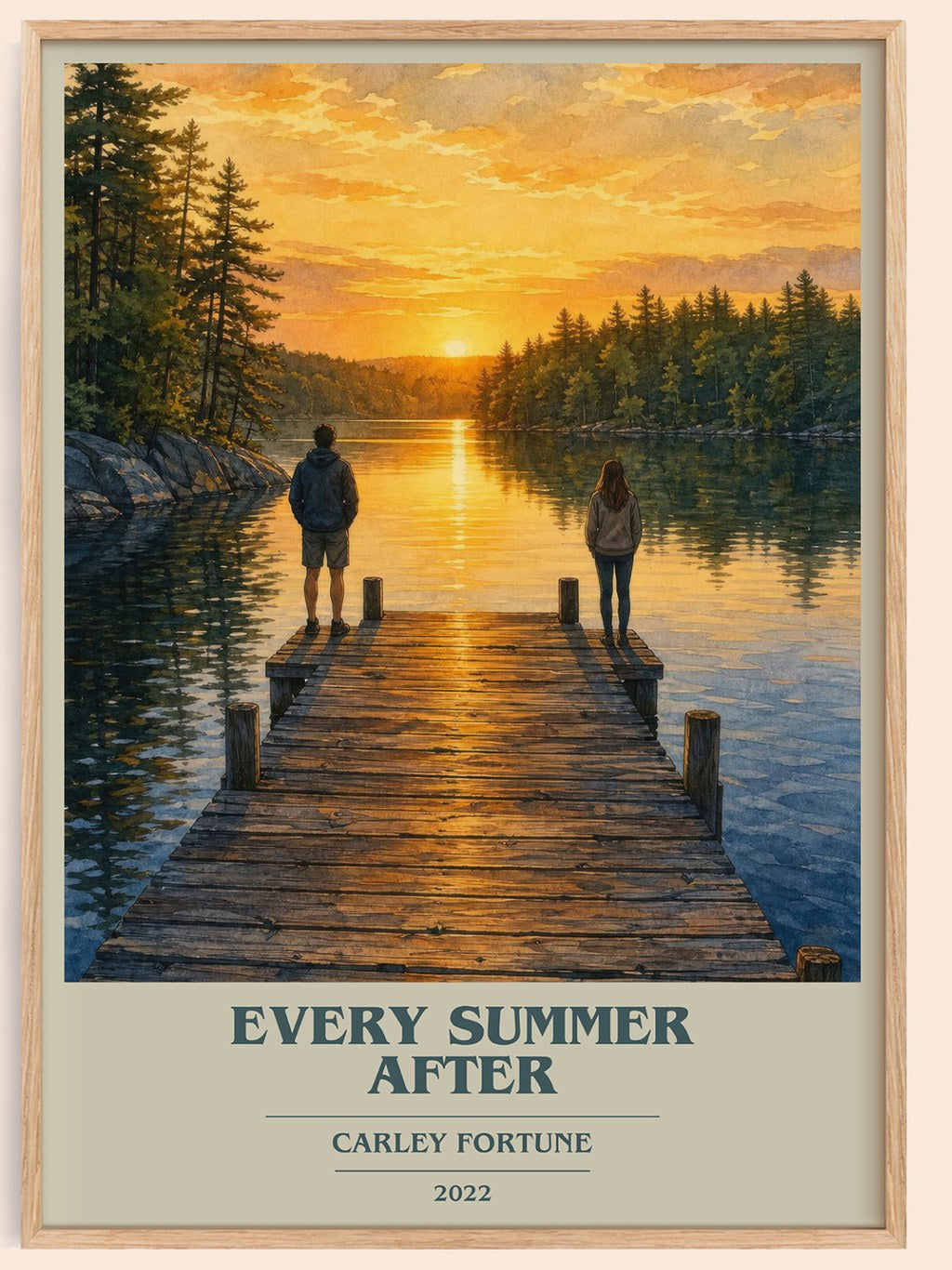 Every Summer After book cover book poster by Carley Fortune – framed literary art print
