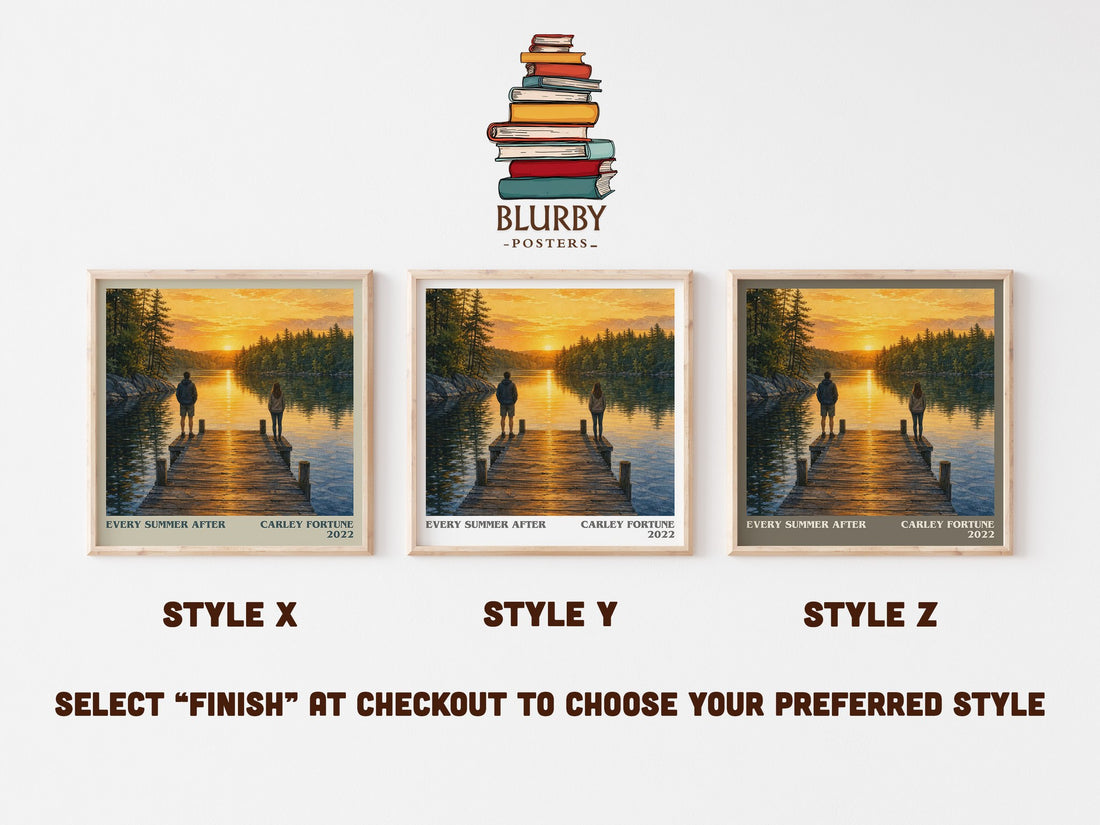Every Summer After literary print in frame leaning in hallway – romance wall art (mockup)