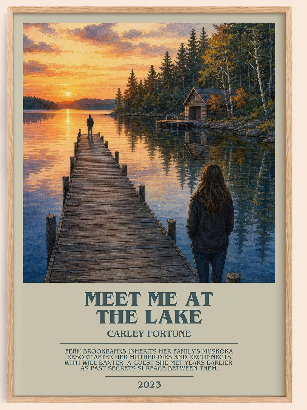 Meet Me at the Lake bookish book poster by Carley Fortune – framed literary art print