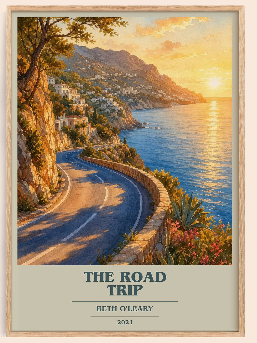 The Road Trip book cover book poster by Beth O'Leary – framed literary art print