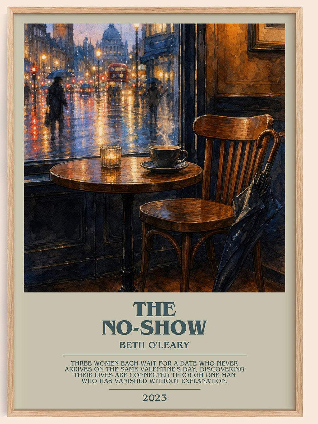 The No-Show bookish book poster by Beth O'Leary – framed literary art print