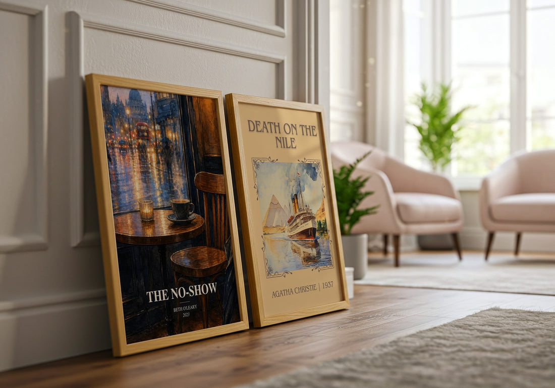 The No-Show watercolour print framed by window – literary home decor