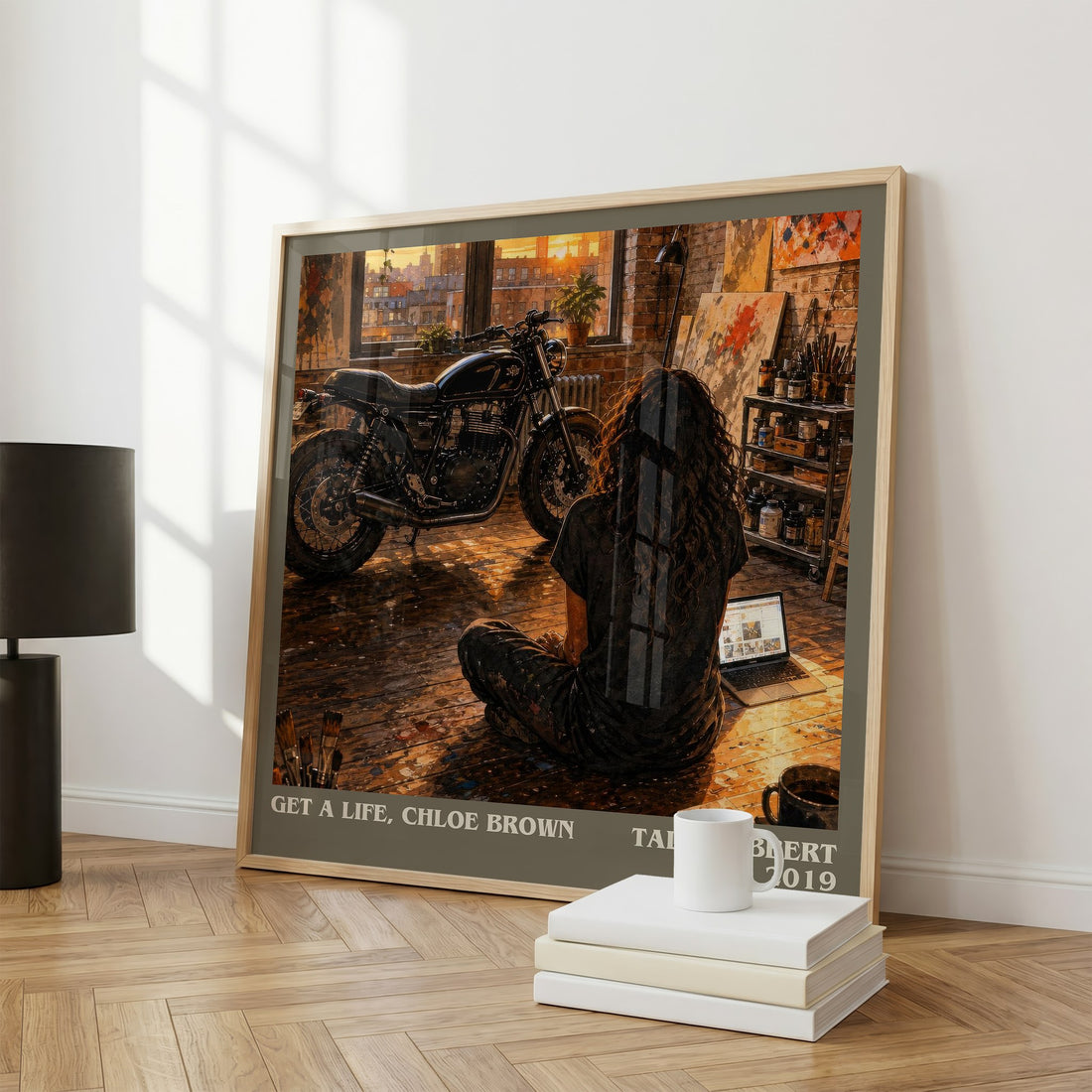 Get a Life, Chloe Brown literary print framed by window – literary home decor