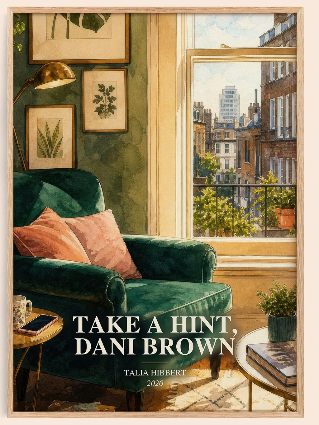 Take a Hint, Dani Brown watercolour book poster by Talia Hibbert – framed literary art print