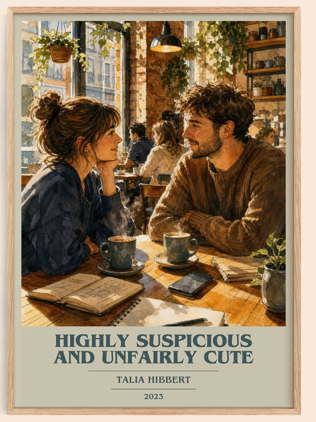 Highly Suspicious and Unfairly Cute book cover book poster by Talia Hibbert – framed literary art print