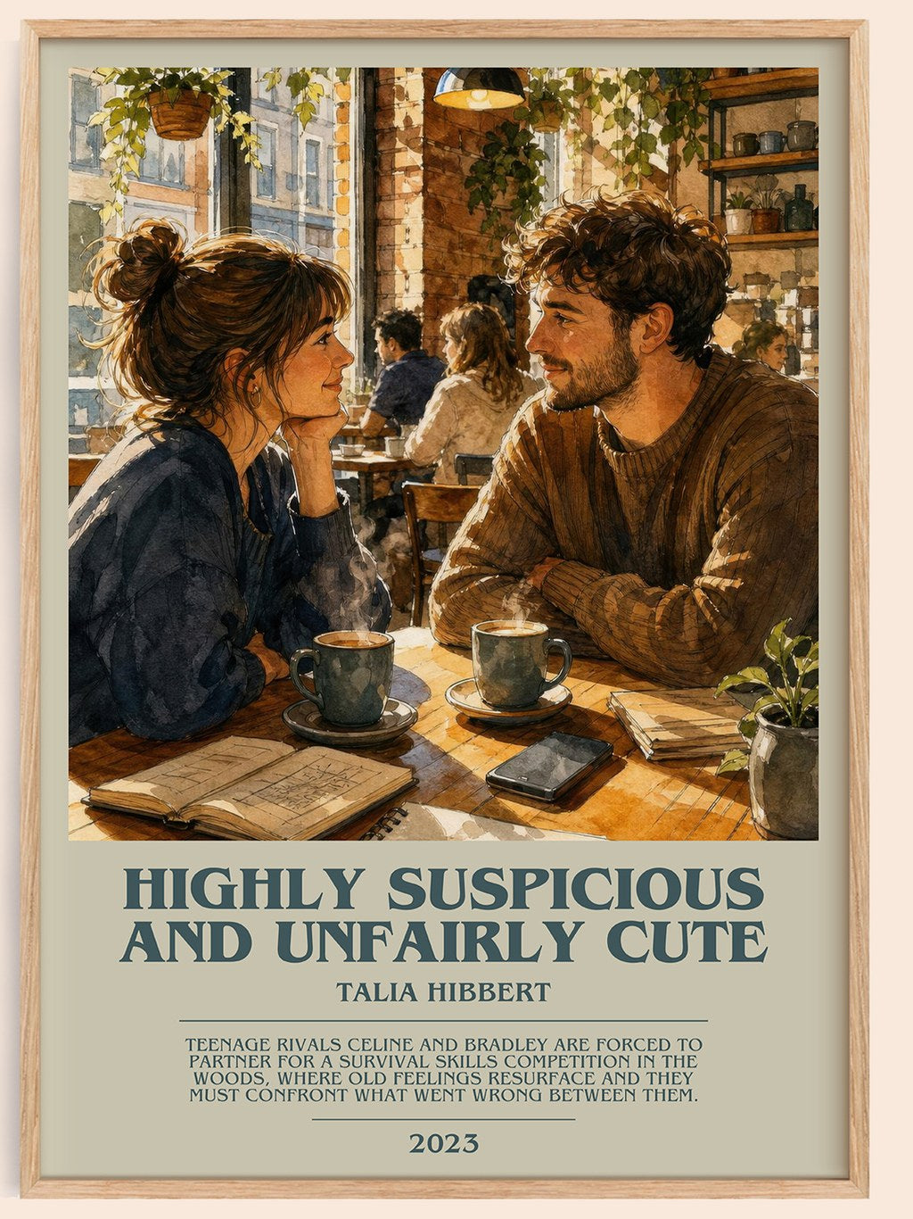 Highly Suspicious and Unfairly Cute bookish book poster by Talia Hibbert – framed literary art print