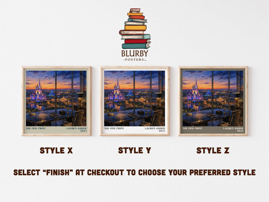 The Fine Print literary print in frame leaning in hallway – romance wall art (mockup)
