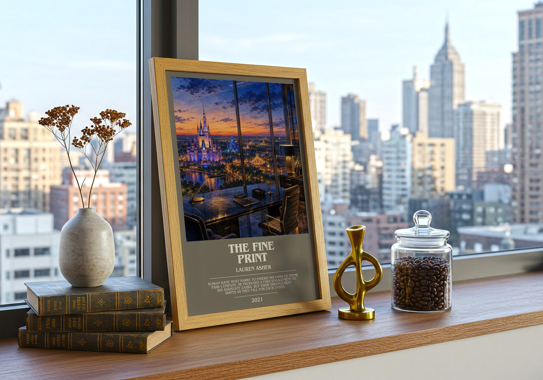 The Fine Print bookish print framed by window – literary home decor