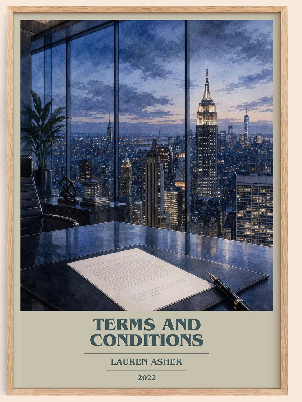 Terms and Conditions book cover book poster by Lauren Asher – framed literary art print