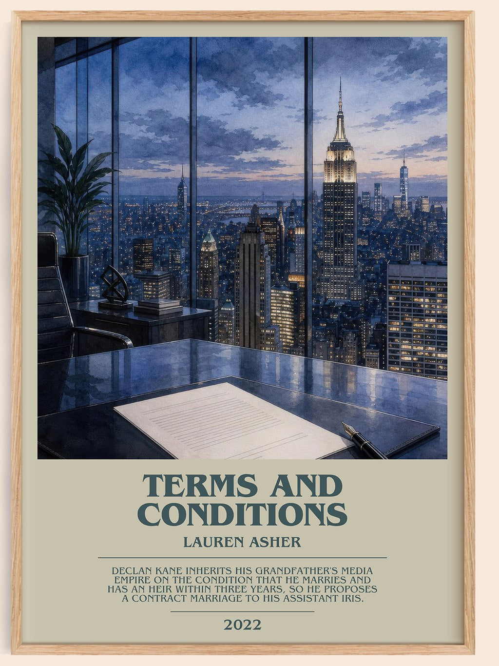 Terms and Conditions bookish book poster by Lauren Asher – framed literary art print
