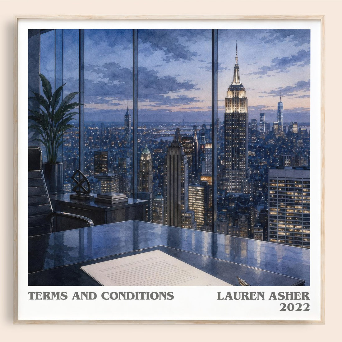 Terms and Conditions literary book poster by Lauren Asher – framed literary art print