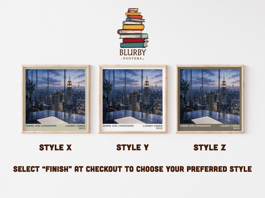 Terms and Conditions literary print in frame leaning in hallway – romance wall art (mockup)