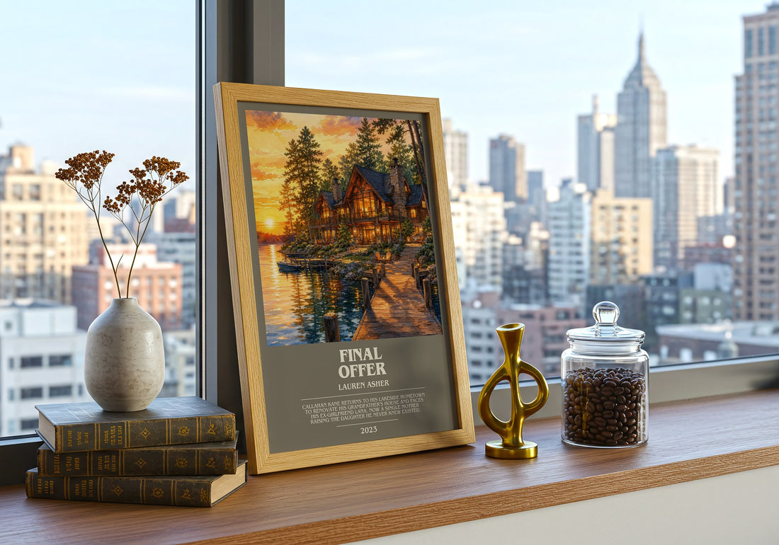 Final Offer bookish print framed by window – literary home decor