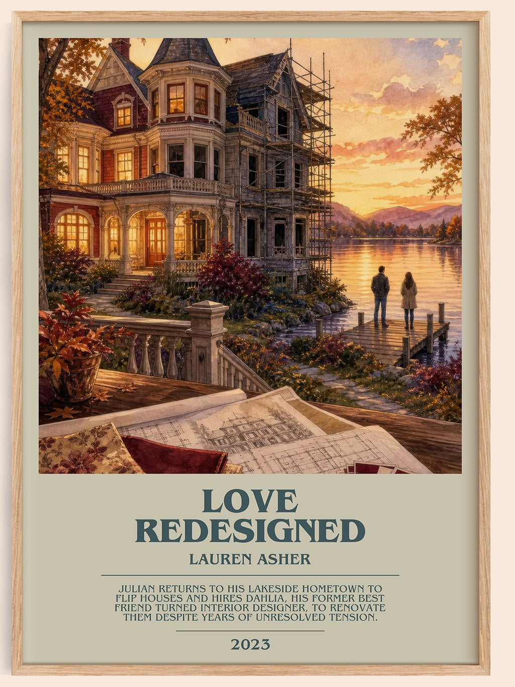 Love Redesigned bookish book poster by Lauren Asher – framed literary art print