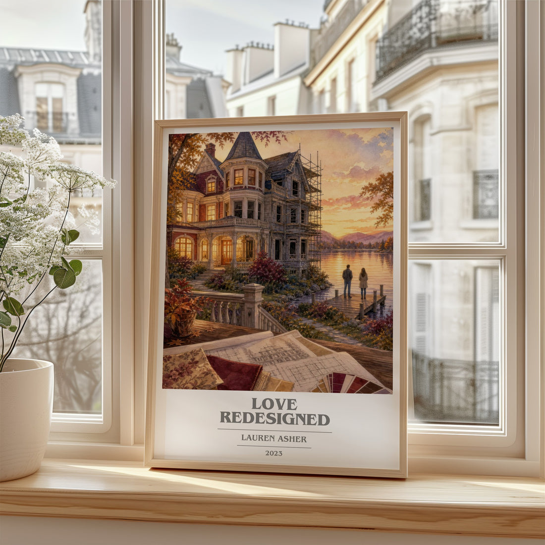 Love Redesigned book cover poster colour and style options – Lauren Asher book art