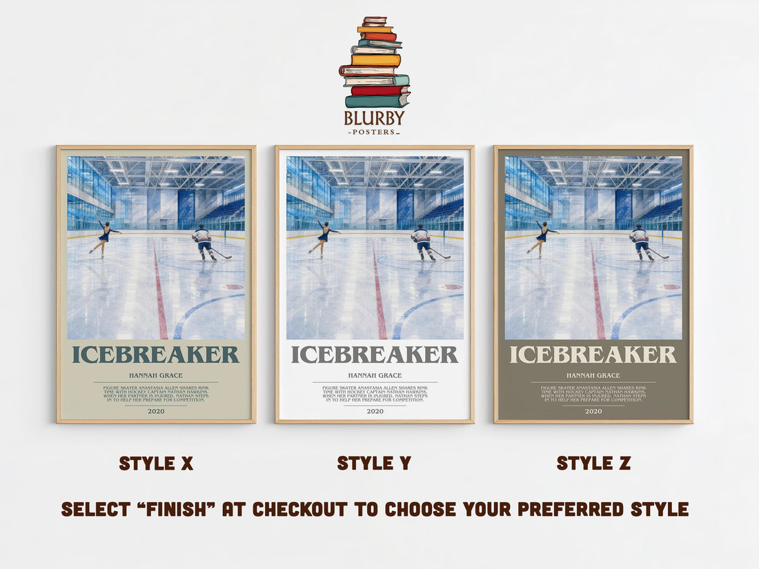 Icebreaker bookish print in frame leaning in hallway – romance wall art (mockup)