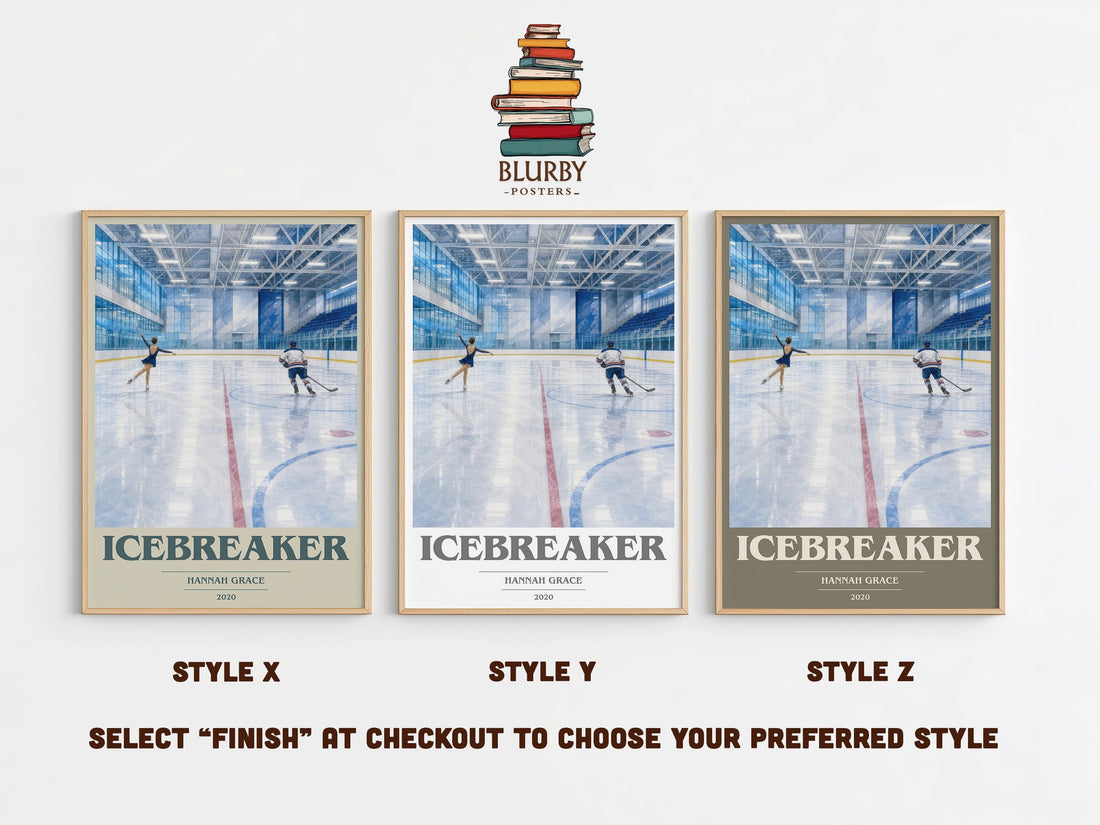 Icebreaker book cover print in frame leaning in hallway – romance wall art (mockup)