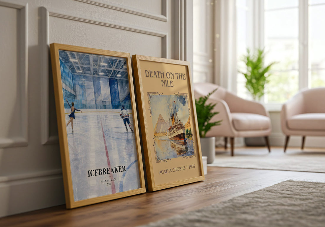Icebreaker watercolour print framed by window – literary home decor