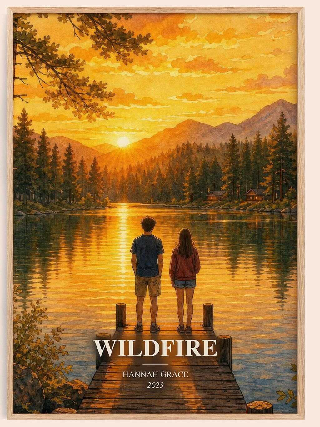 Wildfire watercolour book poster by Hannah Grace – framed literary art print