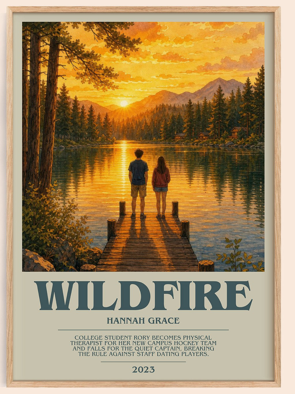 Wildfire bookish book poster by Hannah Grace – framed literary art print