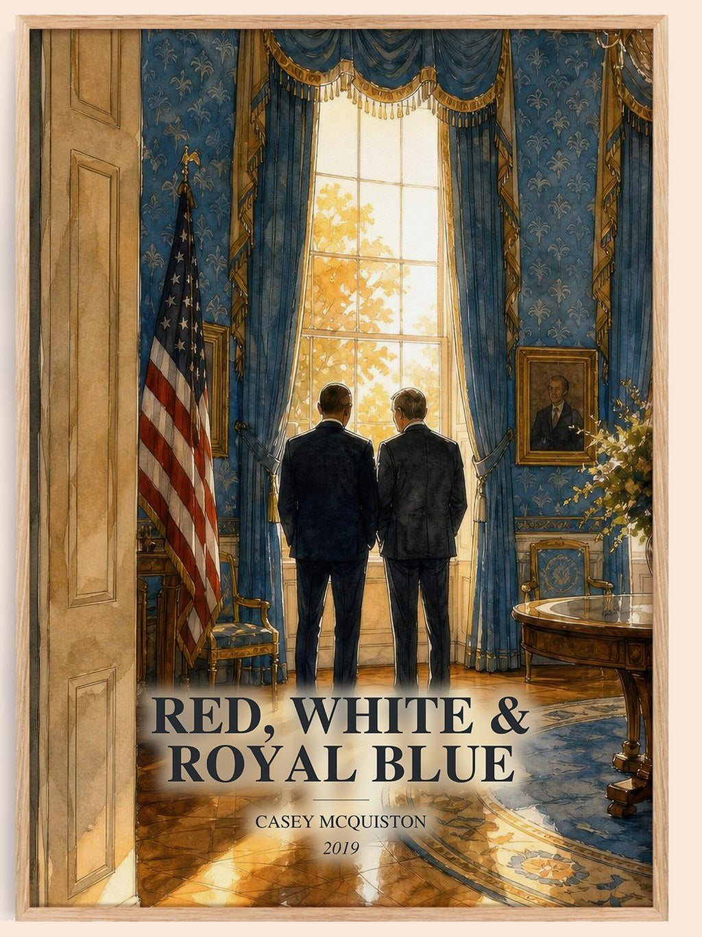 Red, White & Royal Blue watercolour book poster by Casey McQuiston – framed literary art print