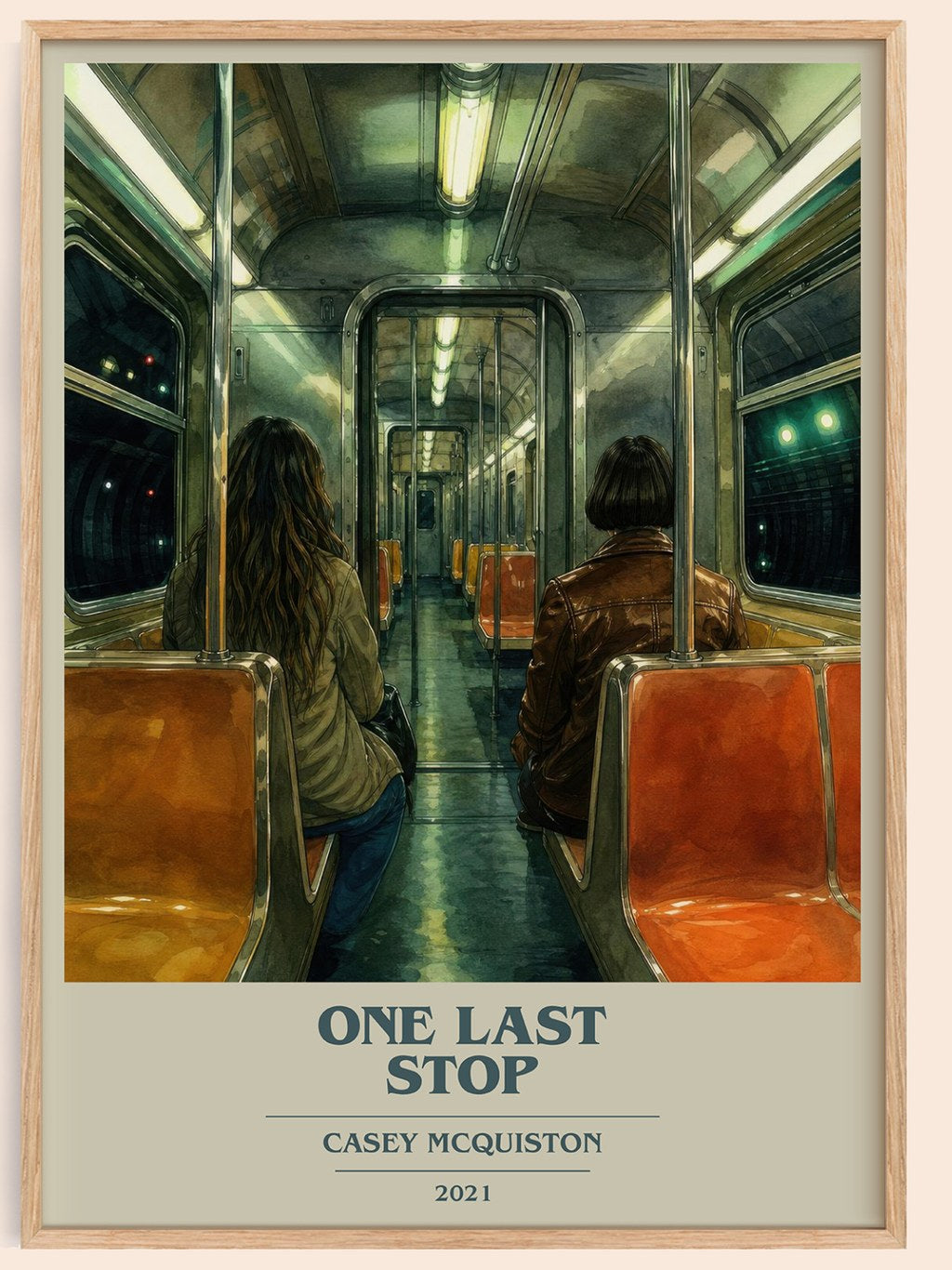 One Last Stop book cover book poster by Casey McQuiston – framed literary art print