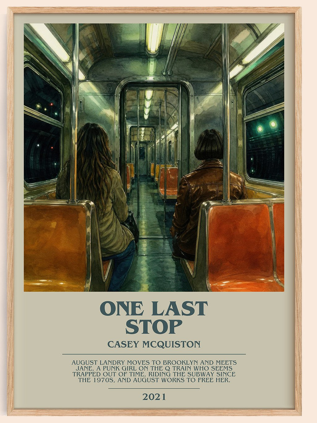 One Last Stop bookish book poster by Casey McQuiston – framed literary art print