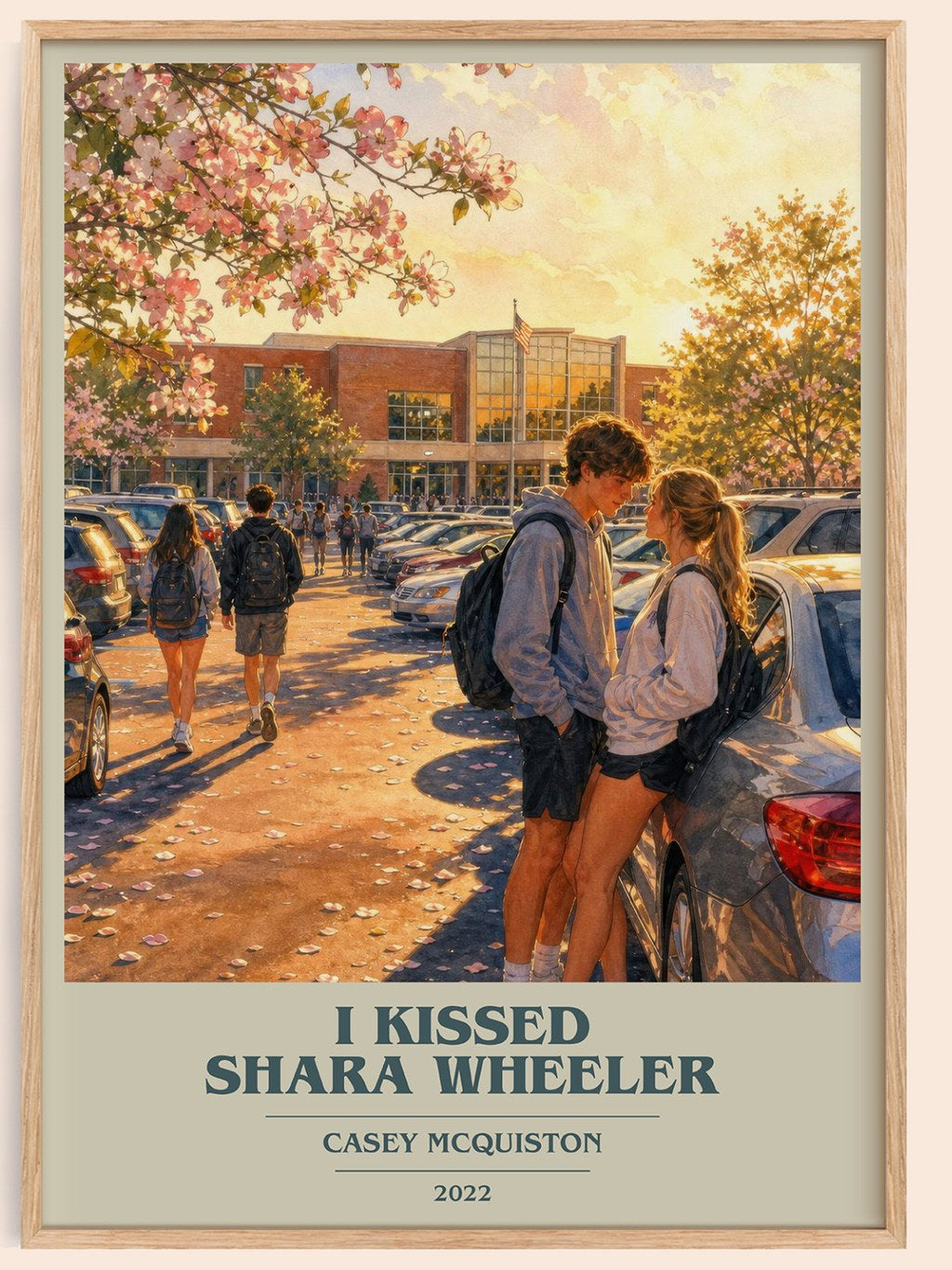 I Kissed Shara Wheeler book cover book poster by Casey McQuiston – framed literary art print