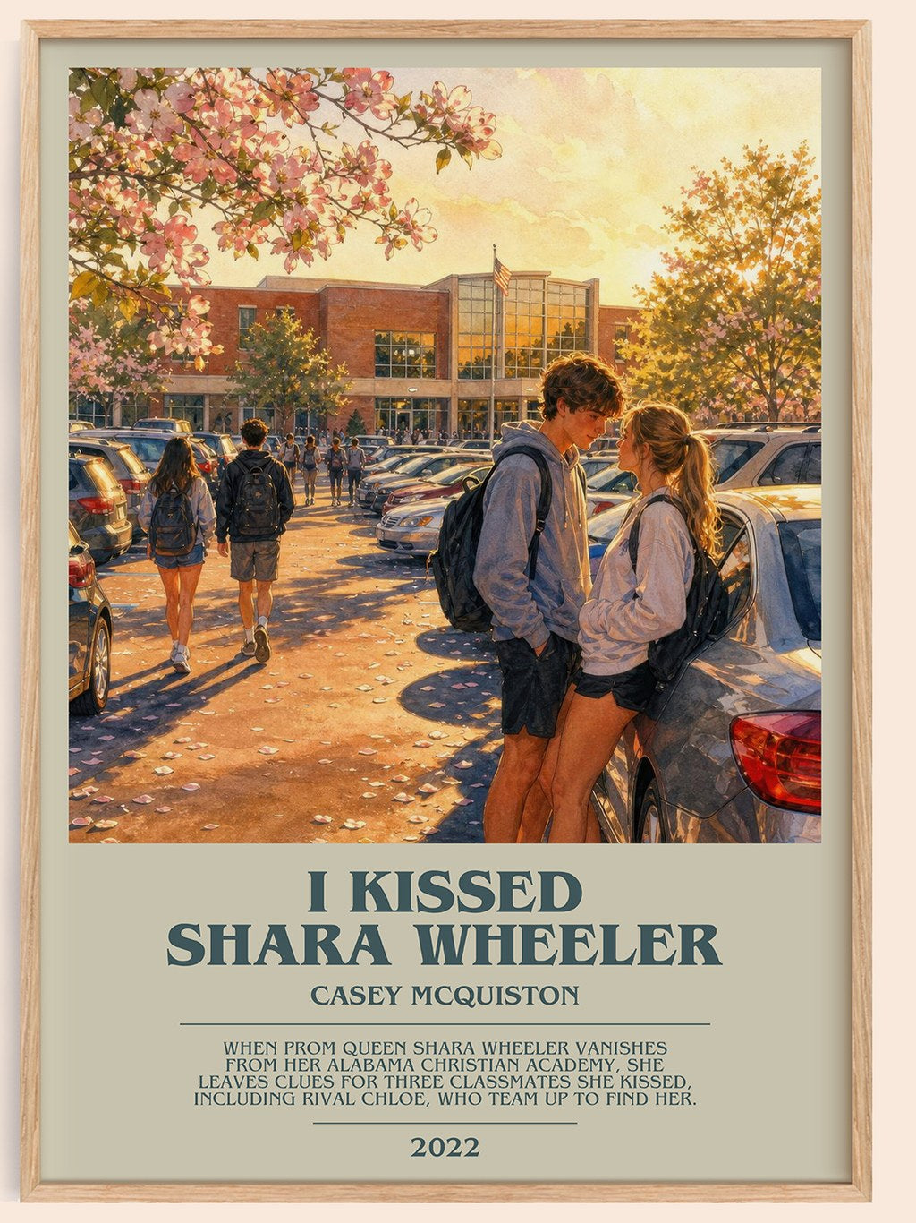 I Kissed Shara Wheeler bookish book poster by Casey McQuiston – framed literary art print