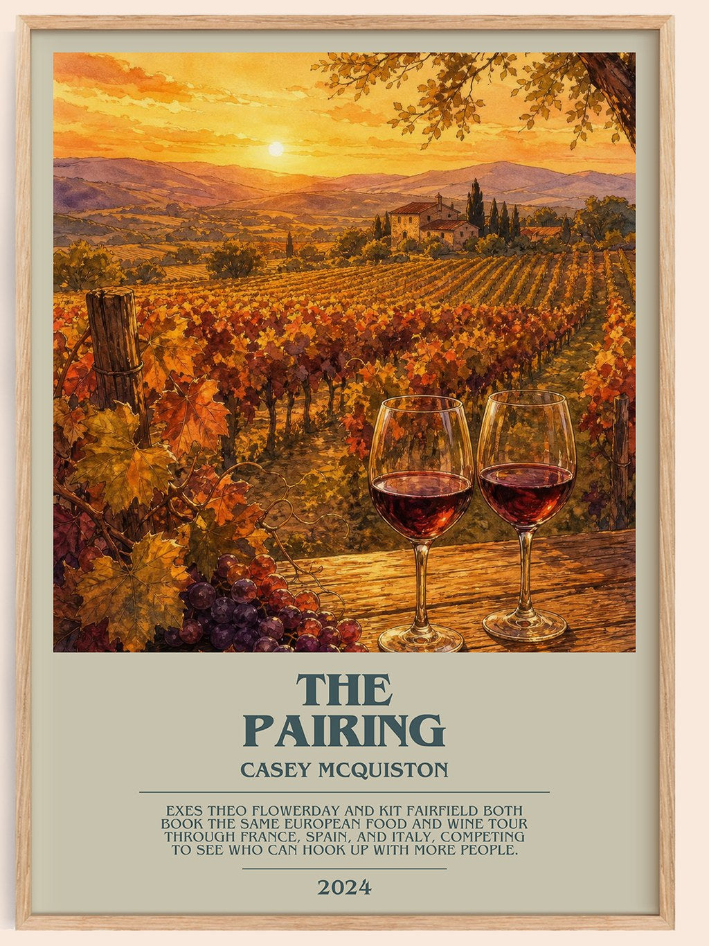The Pairing bookish book poster by Casey McQuiston – framed literary art print