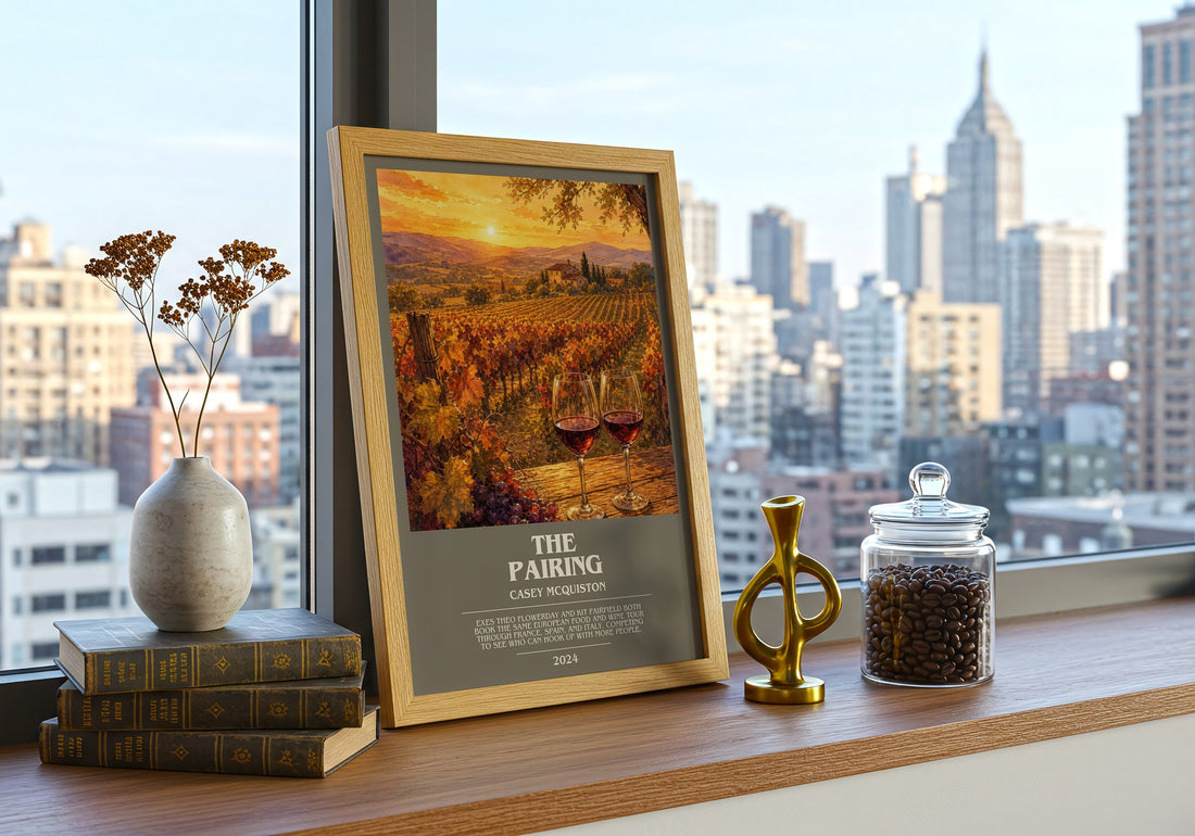 The Pairing bookish print framed by window – literary home decor