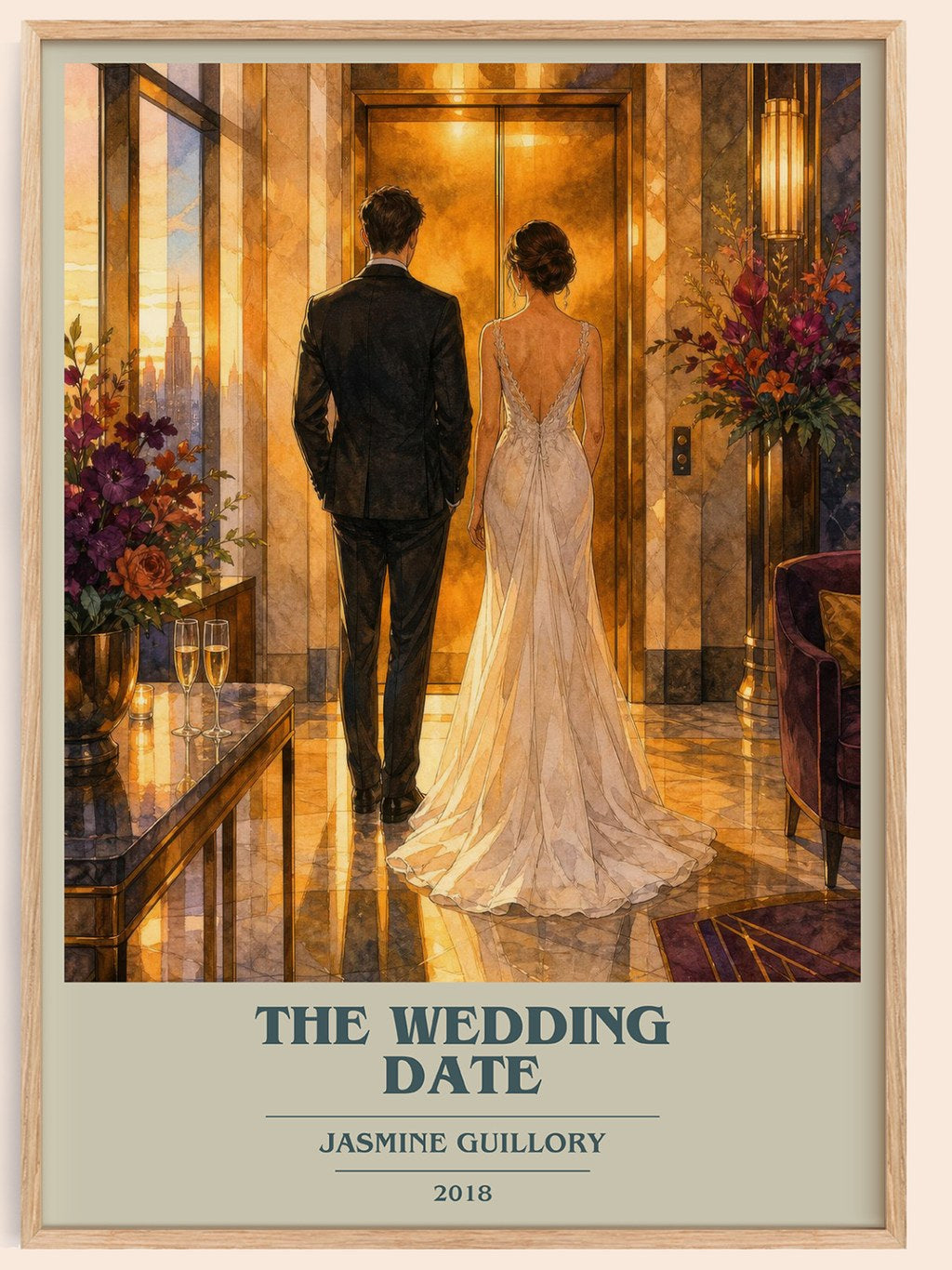 The Wedding Date book cover book poster by Jasmine Guillory – framed literary art print