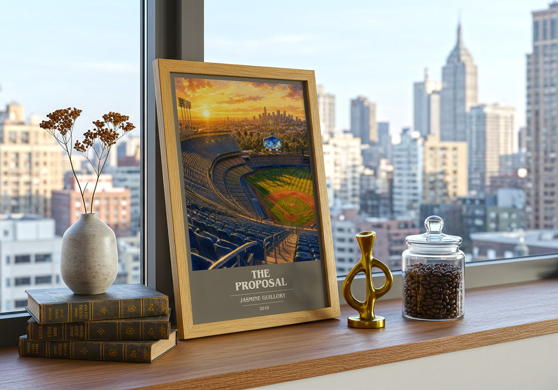 The Proposal book cover print framed by window – literary home decor