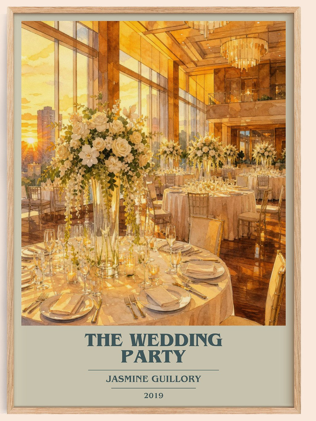 The Wedding Party book cover book poster by Jasmine Guillory – framed literary art print