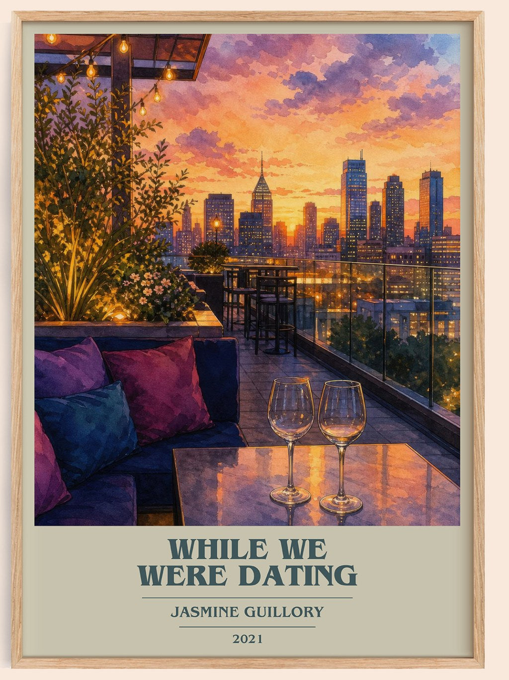 While We Were Dating book cover book poster by Jasmine Guillory – framed literary art print