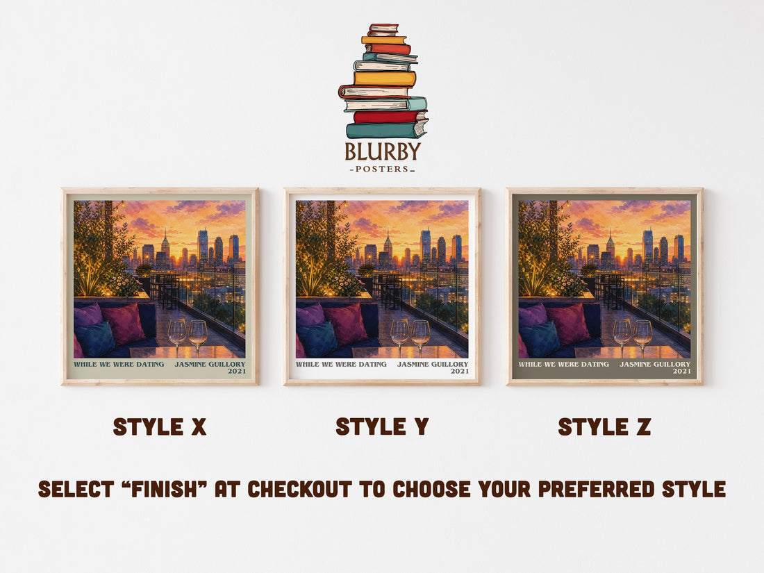 While We Were Dating literary print in frame leaning in hallway – romance wall art (mockup)