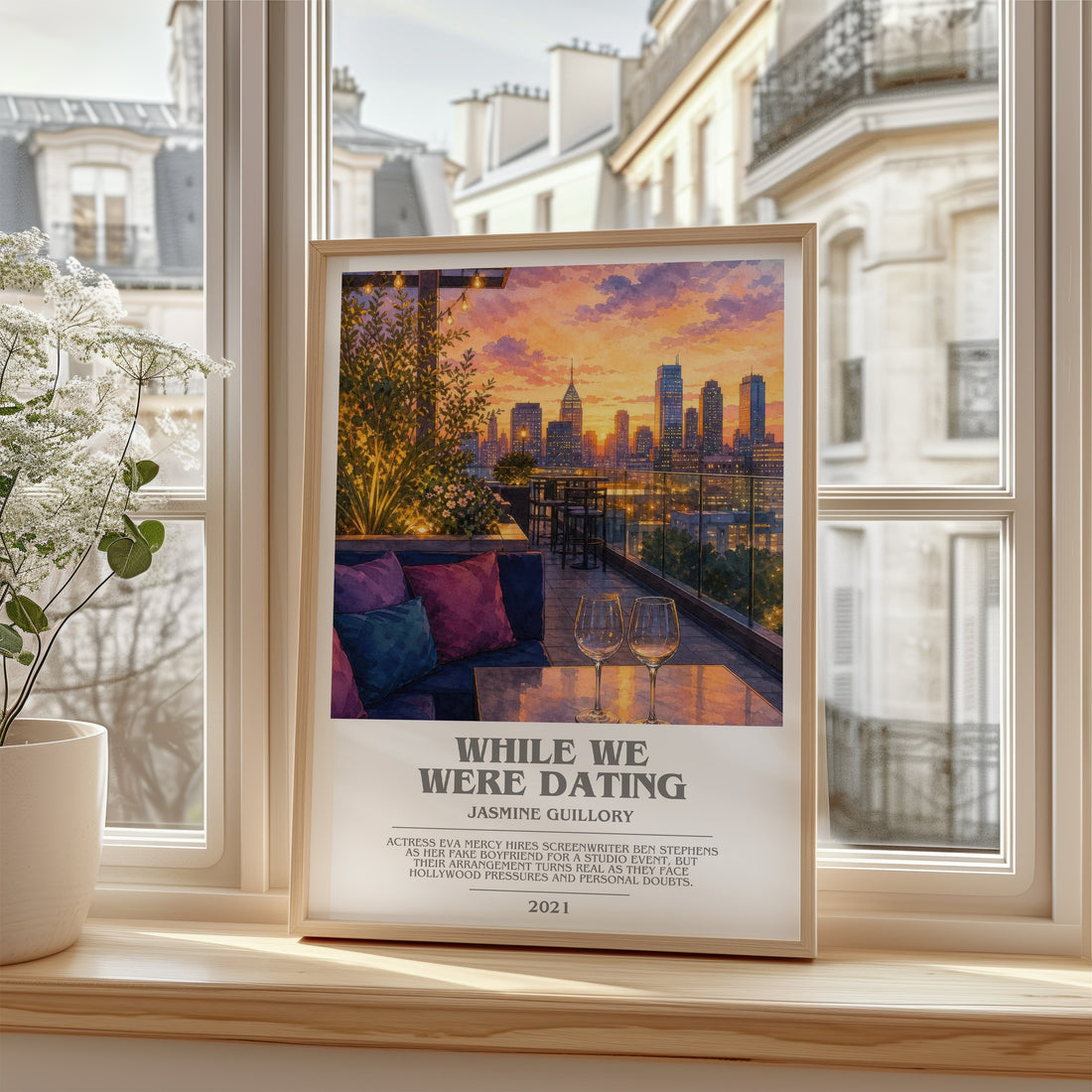While We Were Dating bookish poster colour and style options – Jasmine Guillory book art