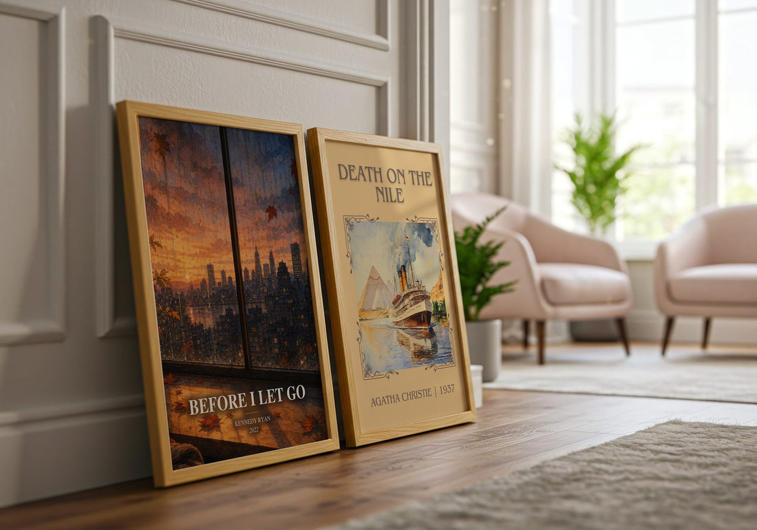 Before I Let Go watercolour print framed by window – literary home decor