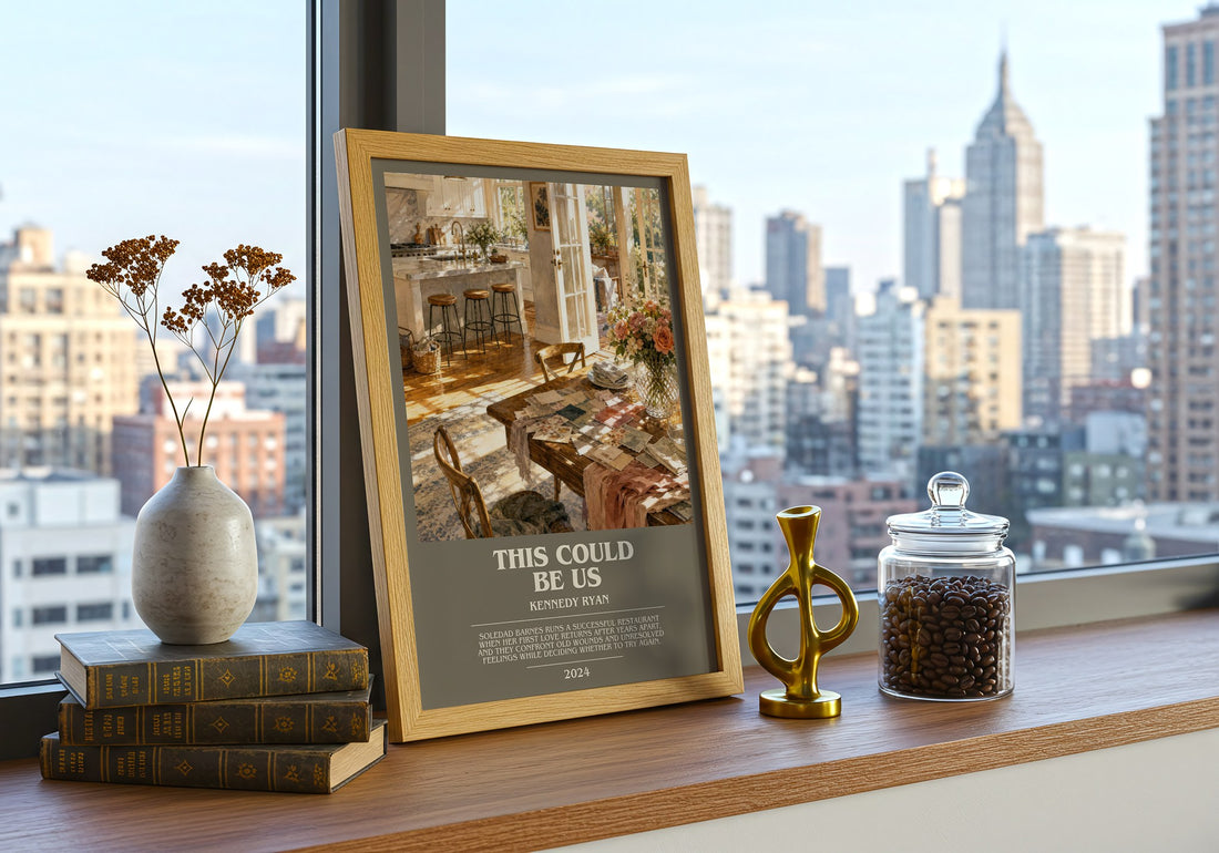 This Could Be Us bookish print framed by window – literary home decor